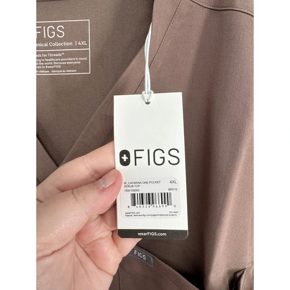 FIGS Scrub Set Womens 4XL Catarina One Pocket Top Zamora Joggers Pants 3XL Brown